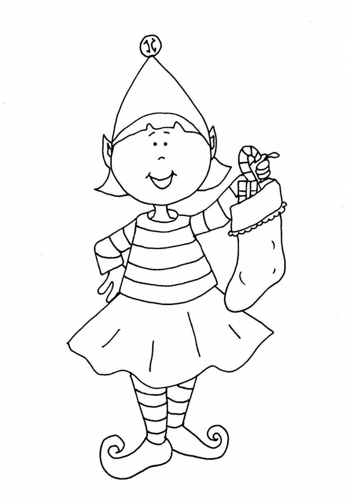 Fancy elf coloring book for kids