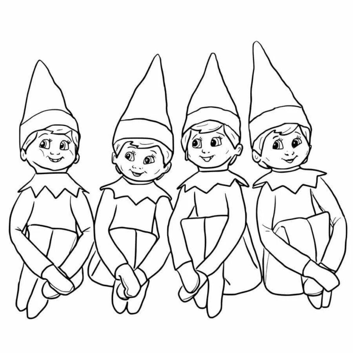 Coloring book elf for kids