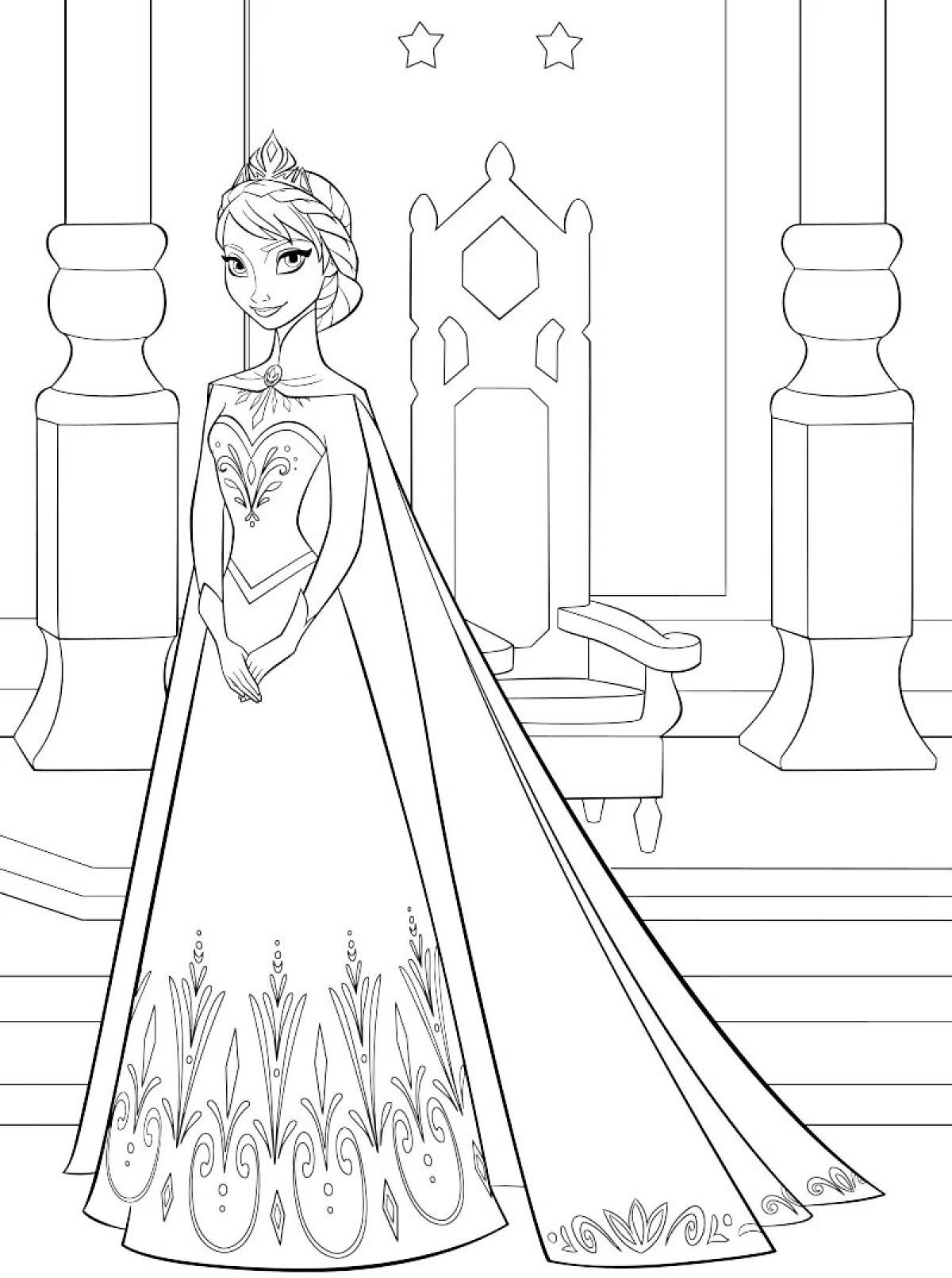 Serene coloring page game for girls elsa