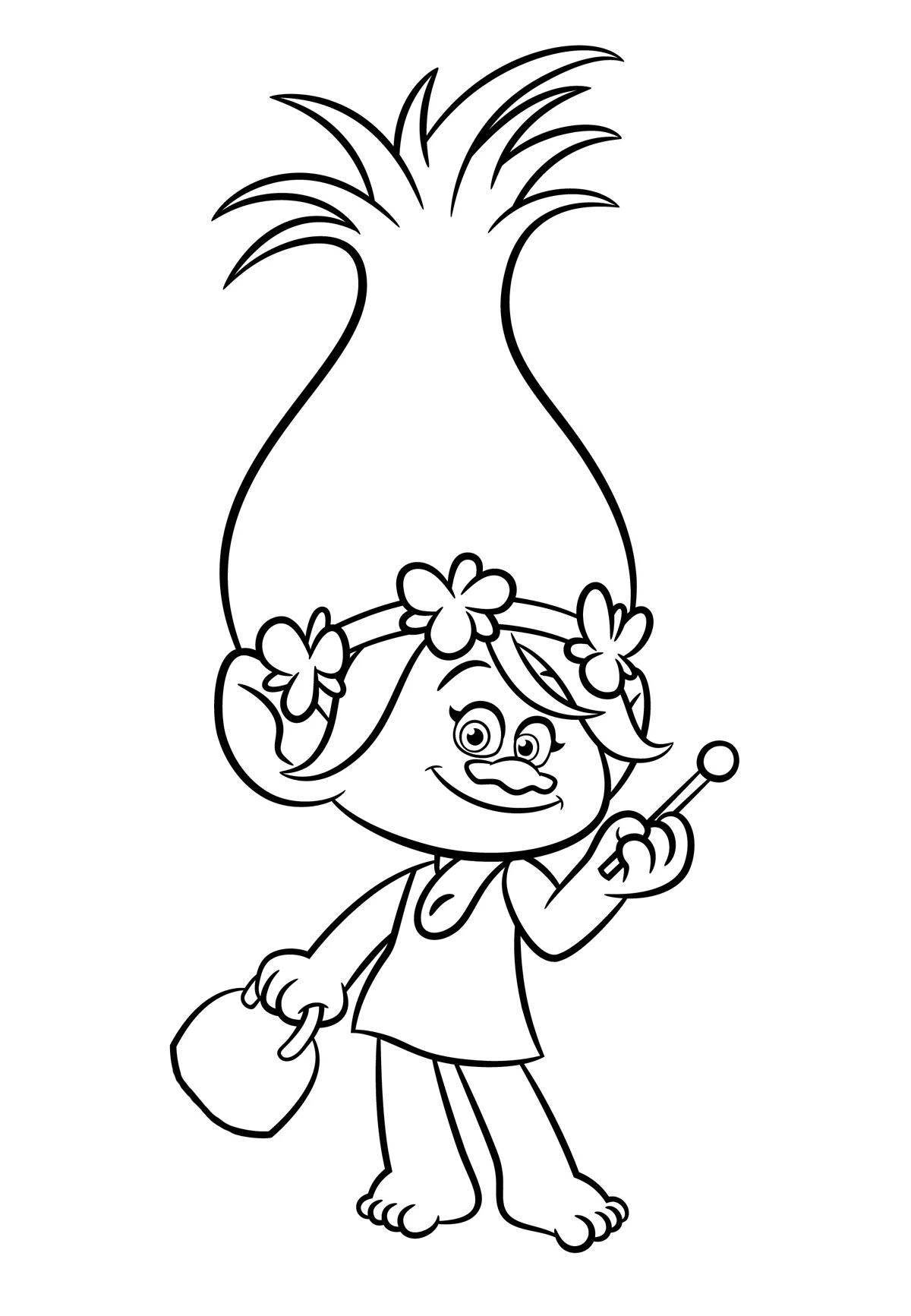 Cute trolls coloring pages for kids