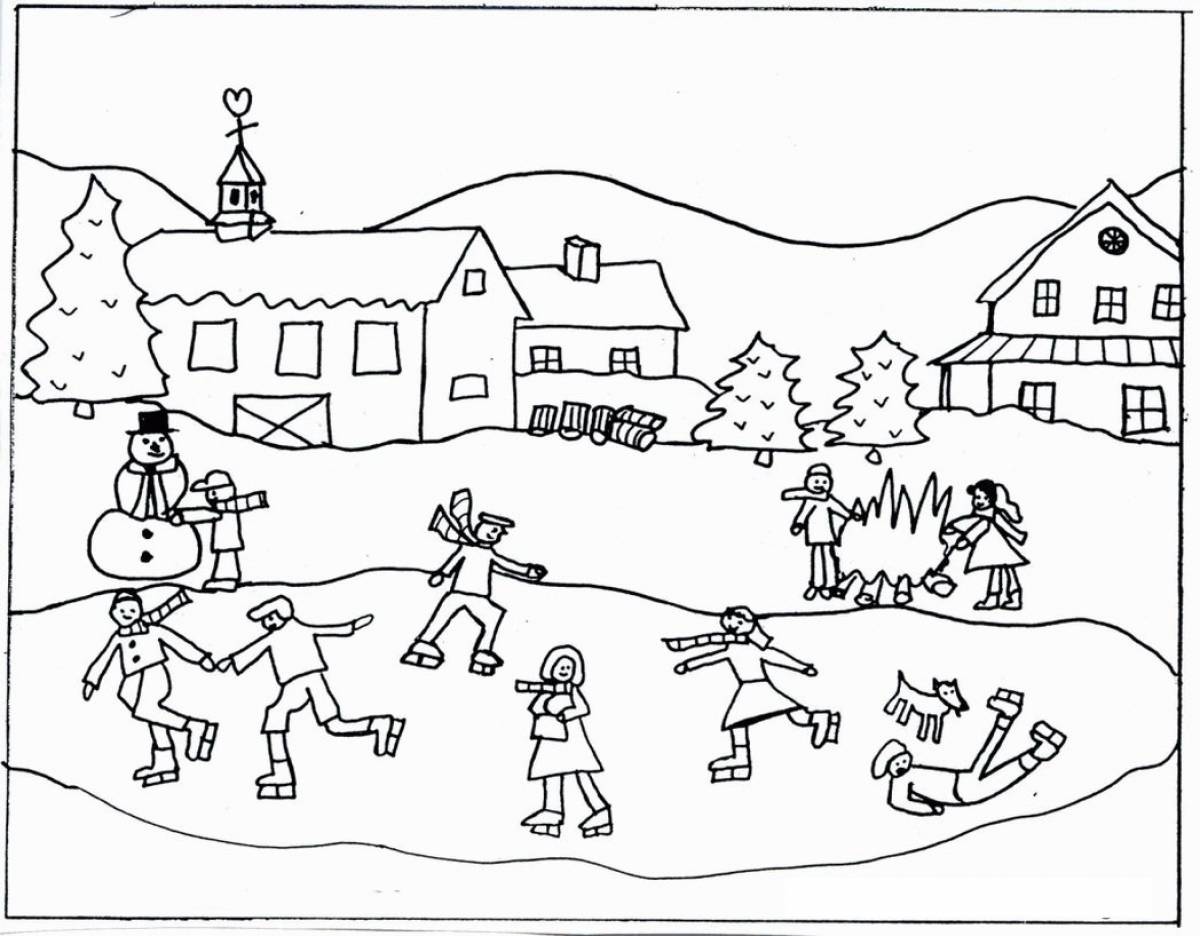 A lively ice rink coloring book for kids