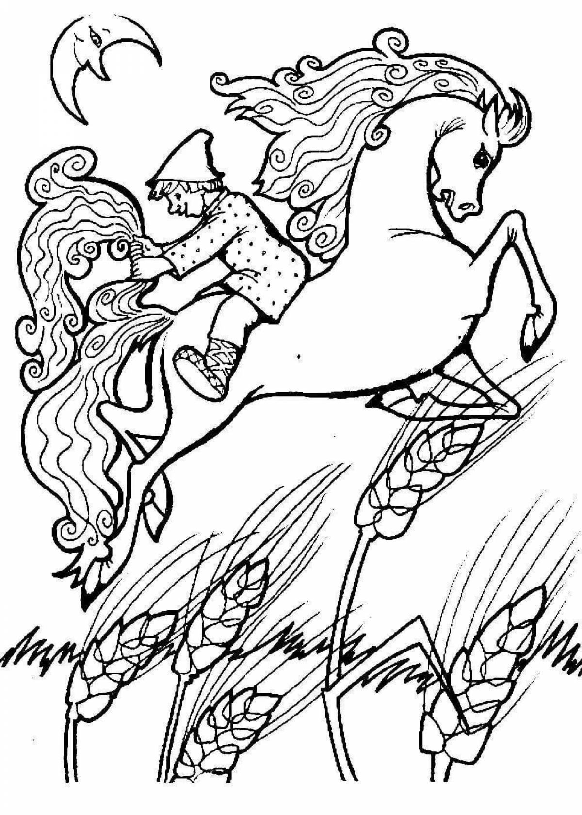 Coloring book magic little humpbacked horse