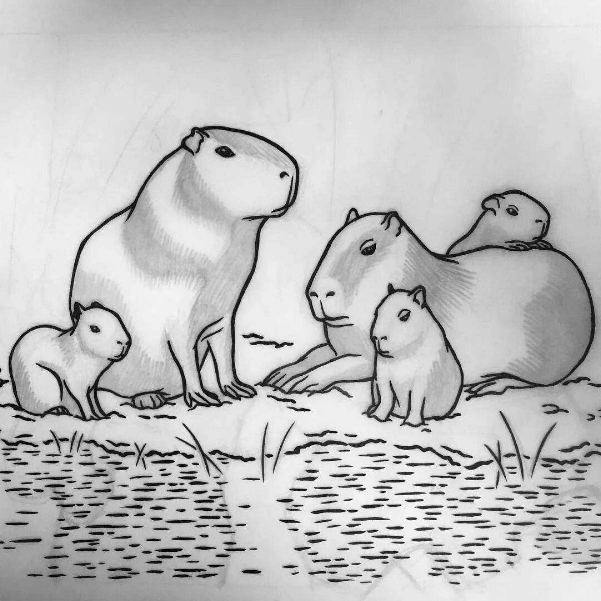 Coloring capybara for kids
