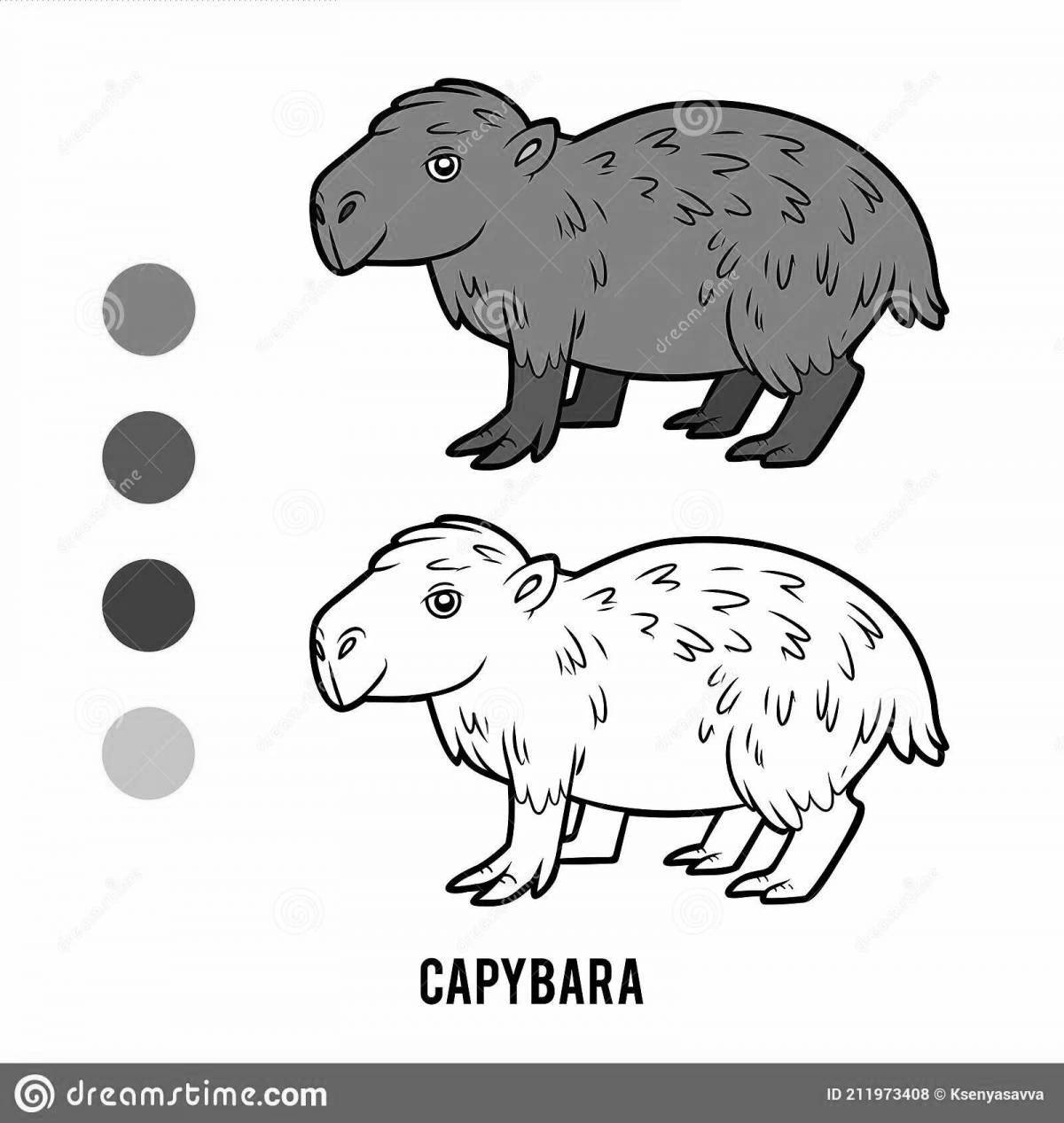 Funny capybara coloring book for kids