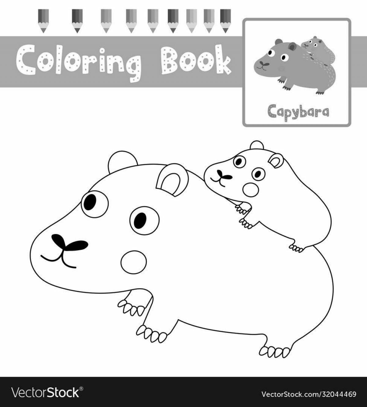 Развлекательная раскраска капибара для детей
