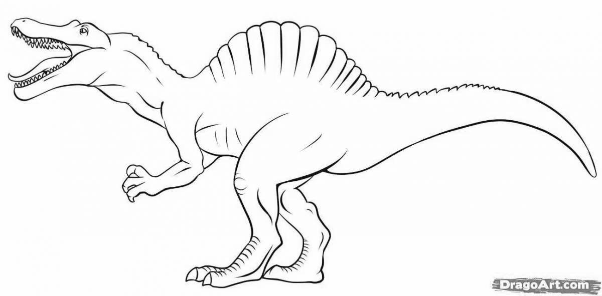 Веселая раскраска спинозавр для детей