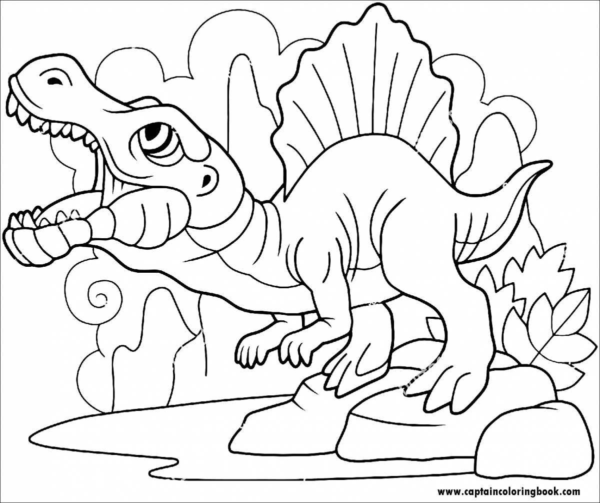 Креативная раскраска спинозавр для детей