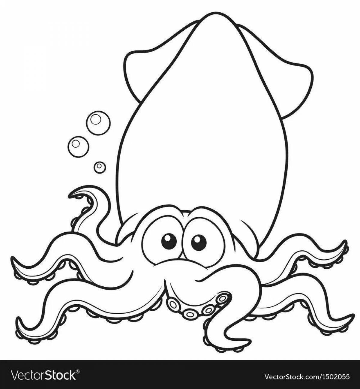 Fun squid coloring for kids