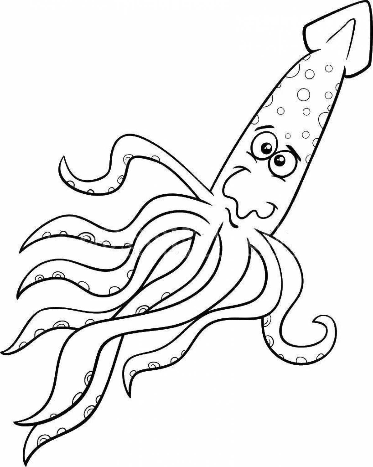 Fun squid coloring game for kids