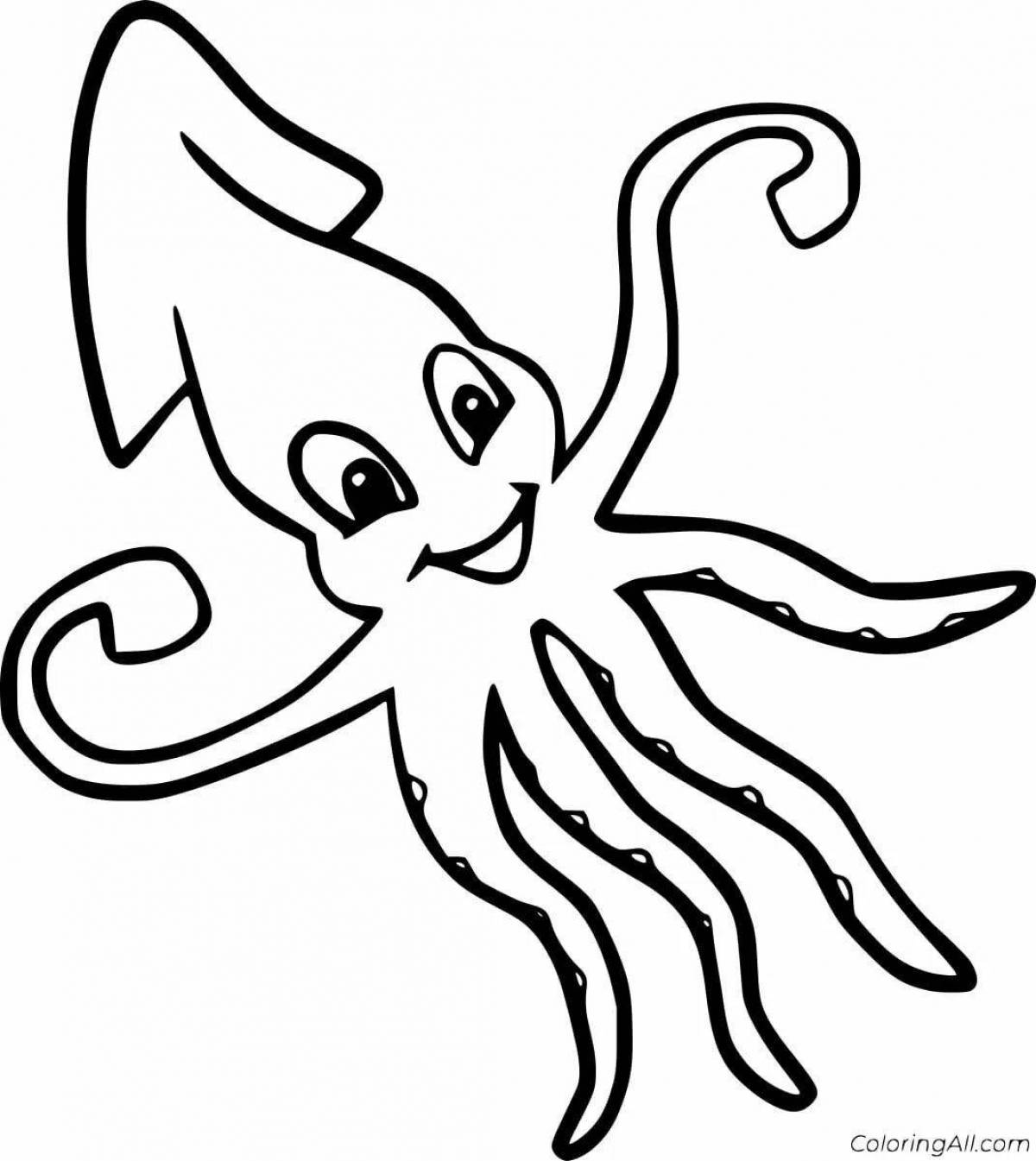 Fun squid coloring book