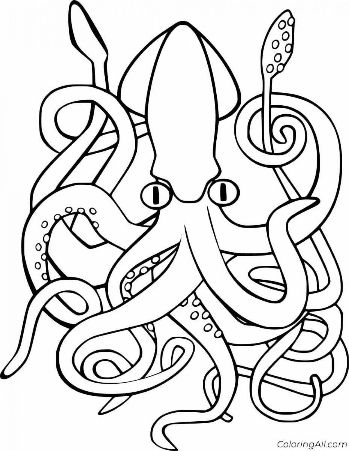 Amazing squid coloring game for kids