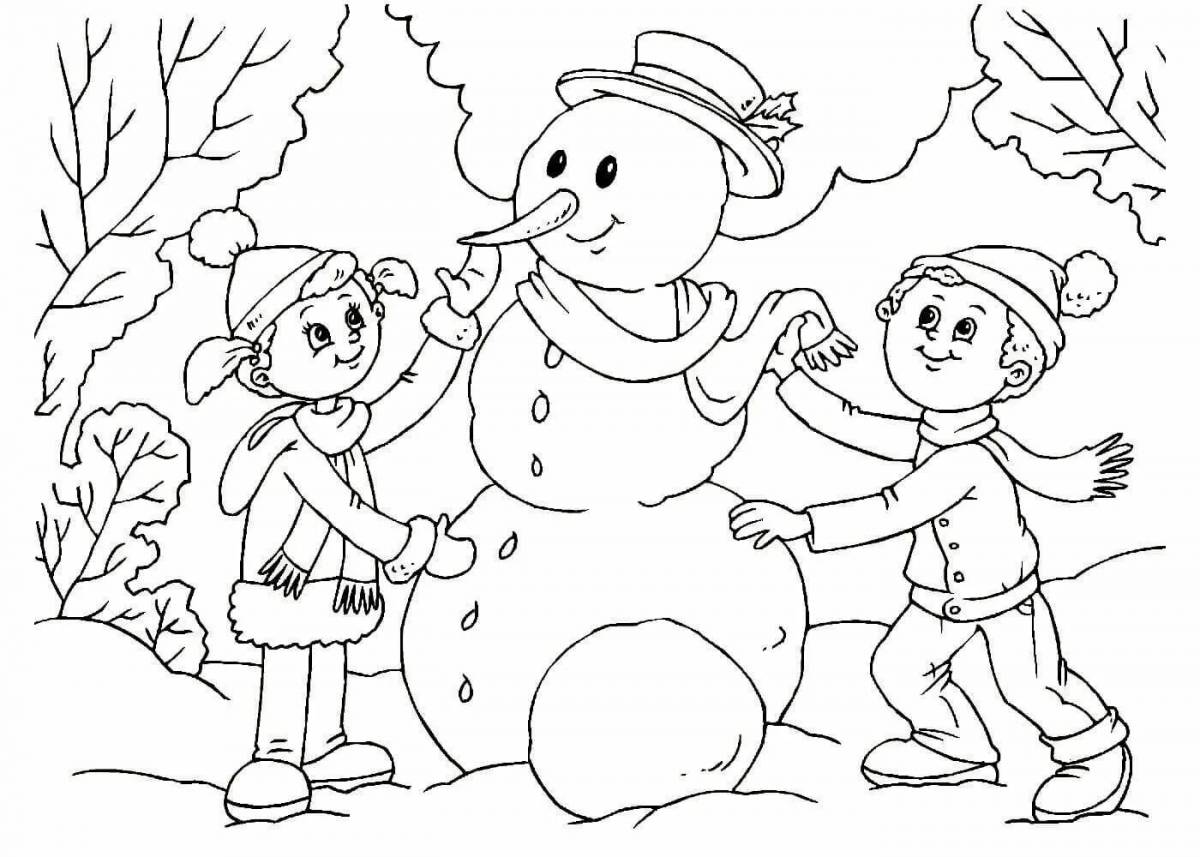 Весёлая зимушка зимняя раскраска для малышей