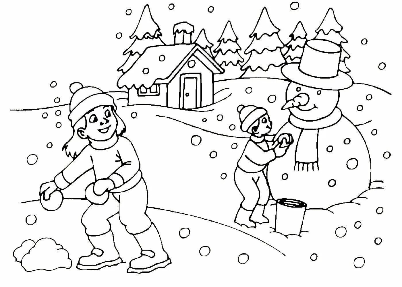 Merry winter coloring book for children
