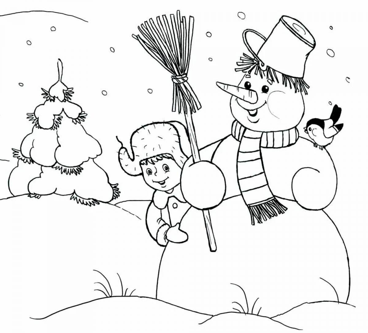 Joyful winter coloring book for preschoolers