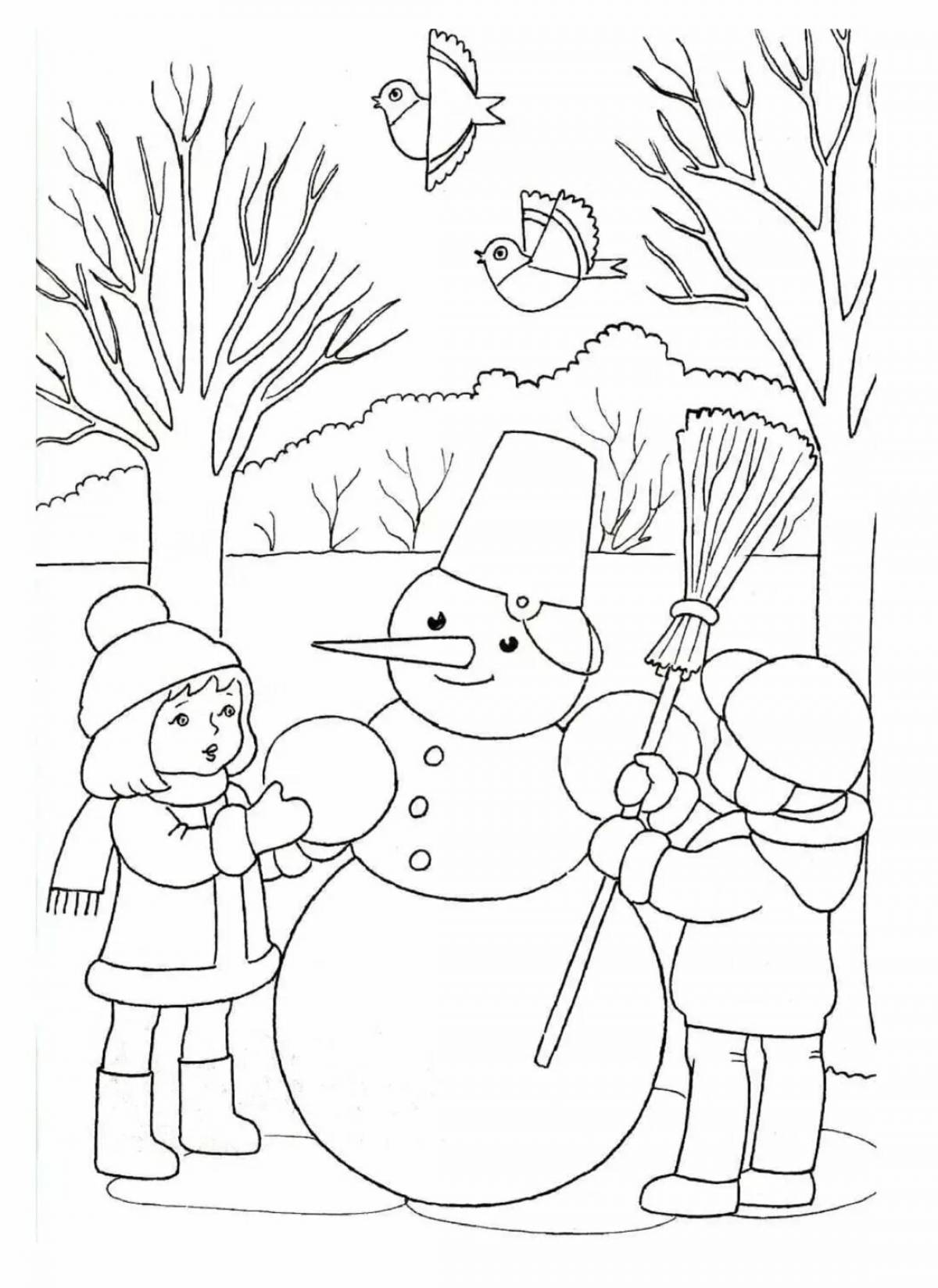 Festive winter coloring book for babies