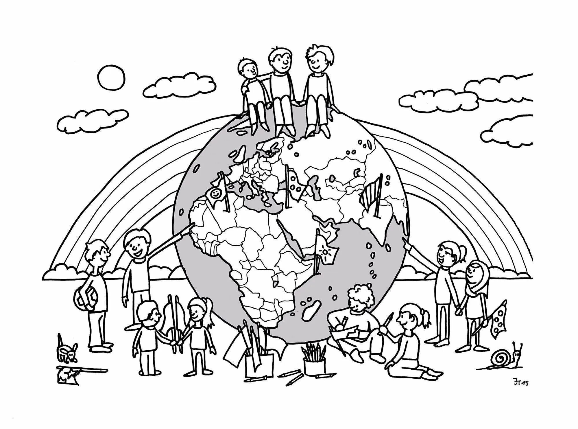 Бодрящая раскраска «мир без войны» для детей
