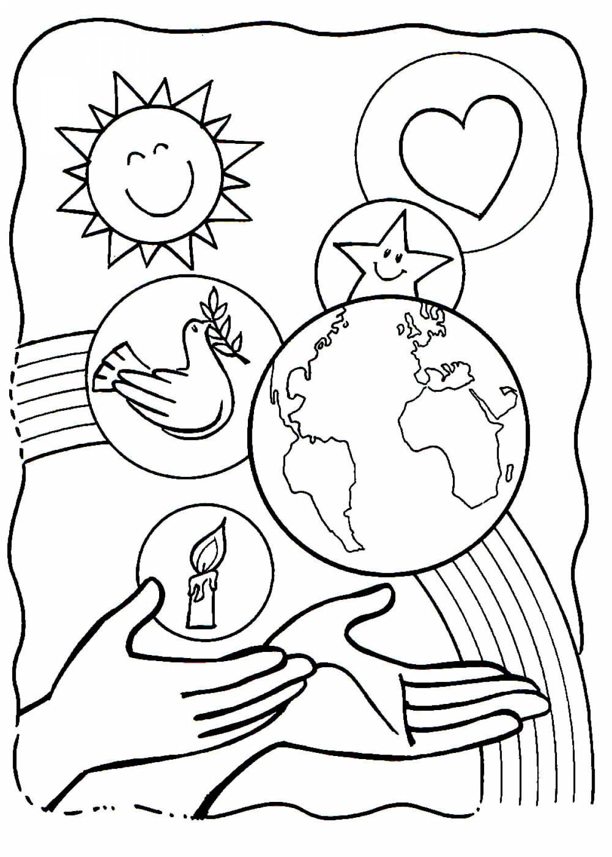 Fun coloring world without war for kids