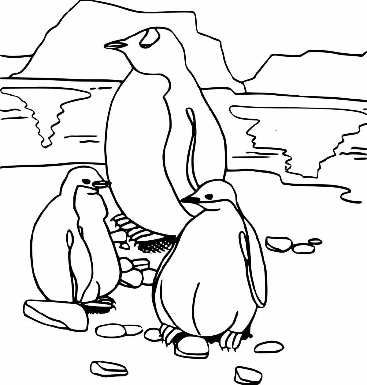 Очаровательный пингвин на льдине раскраски для детей