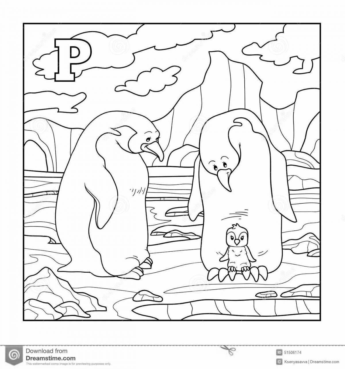 Раскраска пингвин на льдине для детей