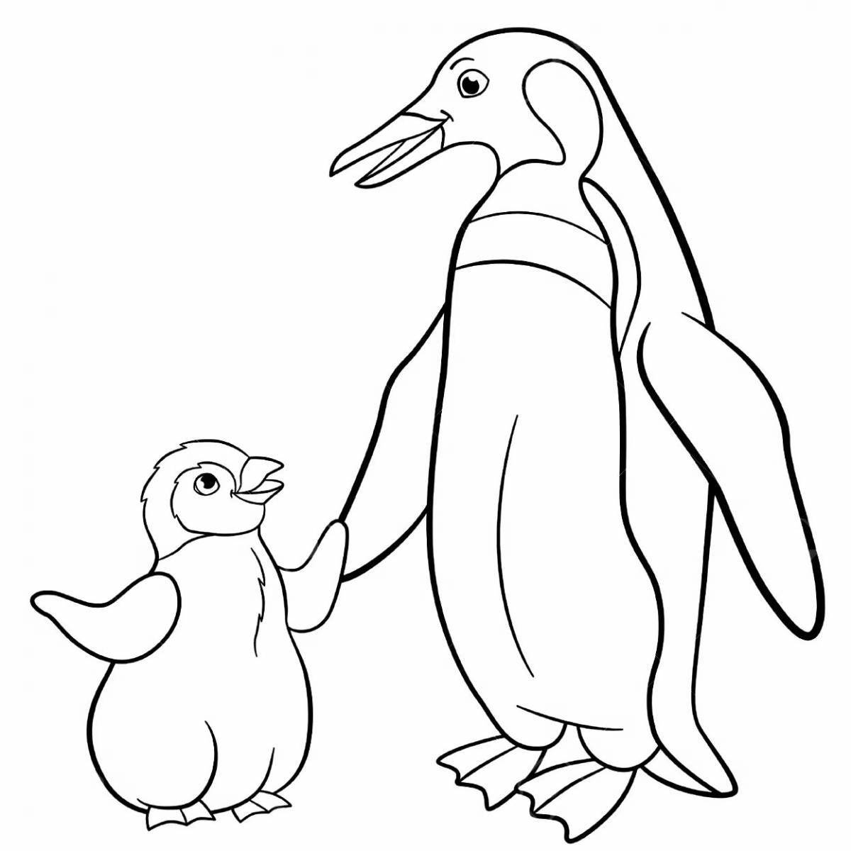 Fabulous penguin on an ice floe coloring pages for kids