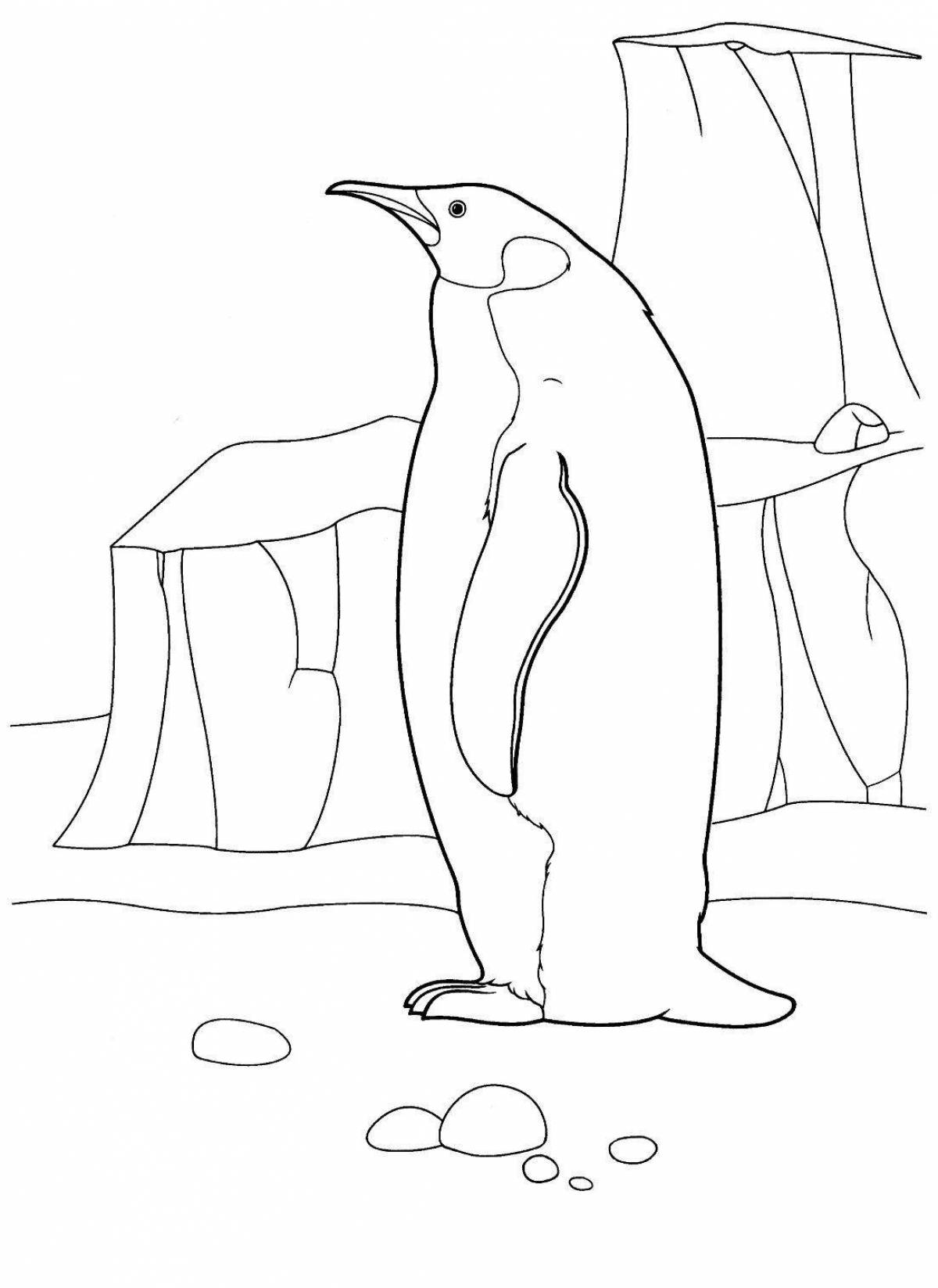 Exquisite penguin on an ice floe coloring pages for children