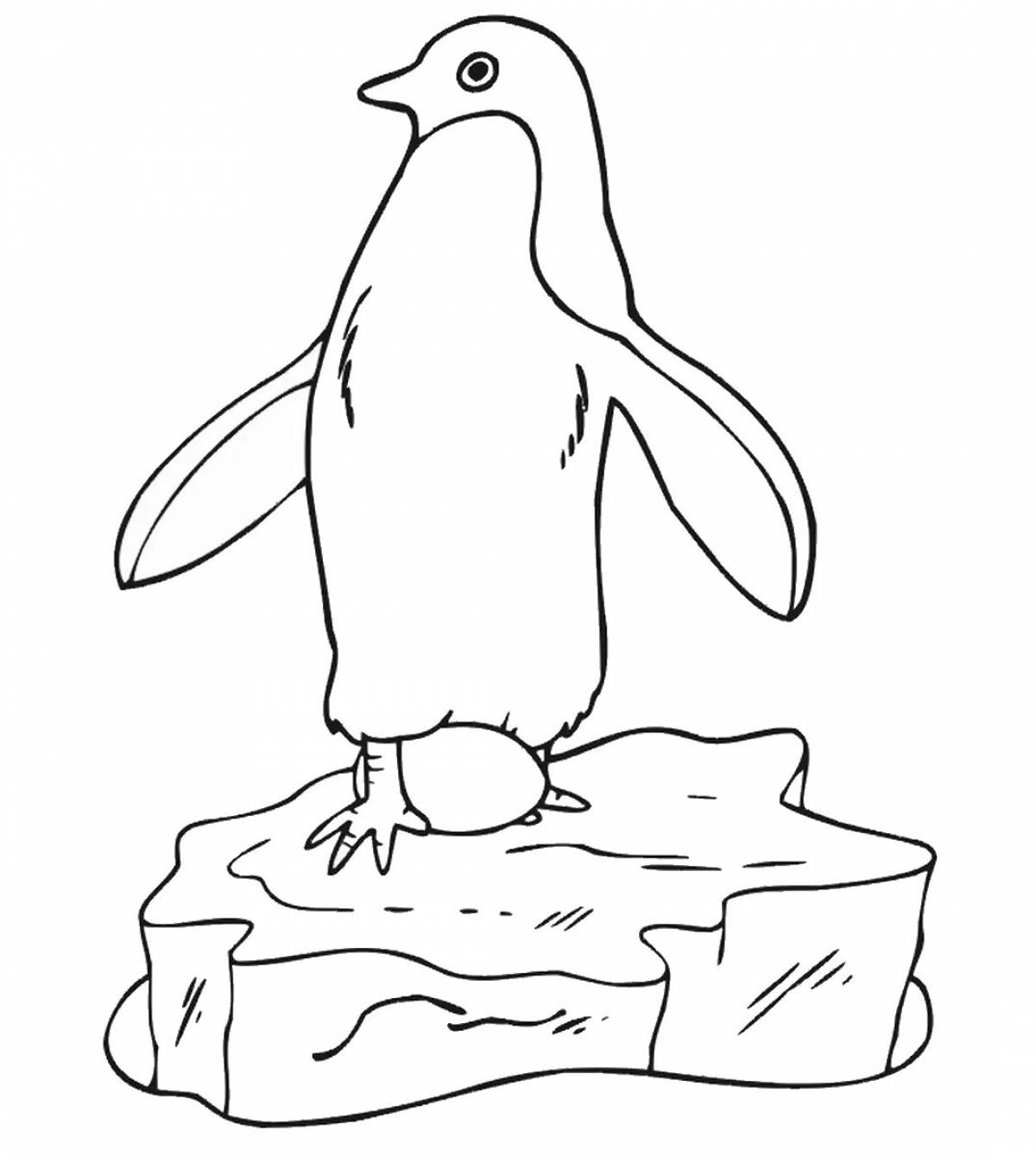 Shiny penguin on an ice floe coloring pages for kids