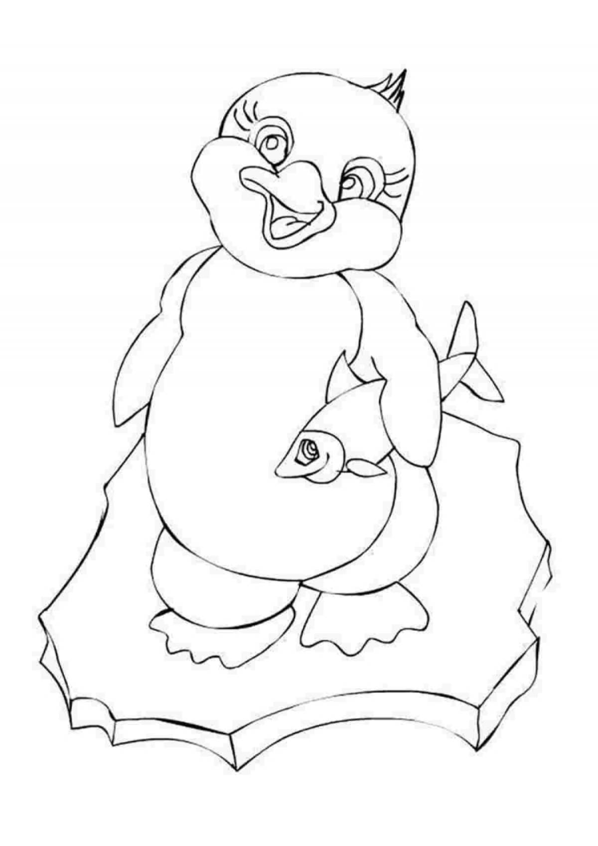 Dazzling penguin on an ice floe coloring pages for kids