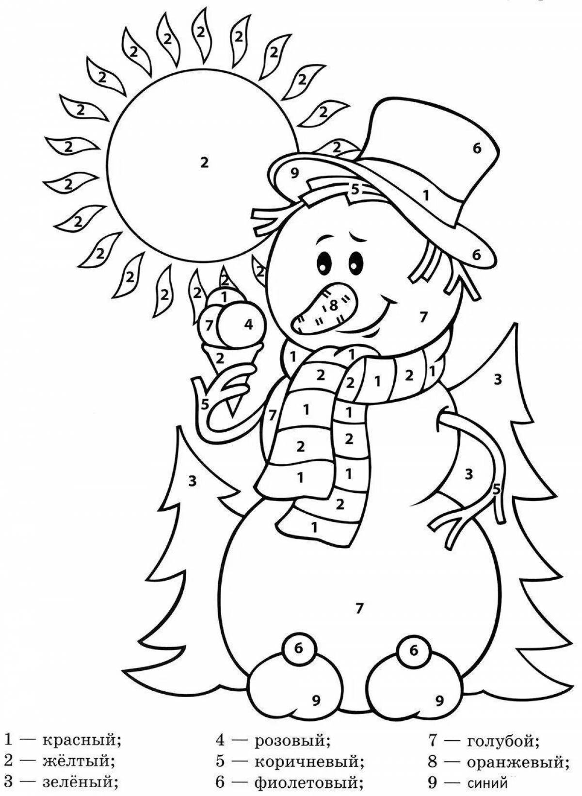 Festive christmas coloring by number for kids