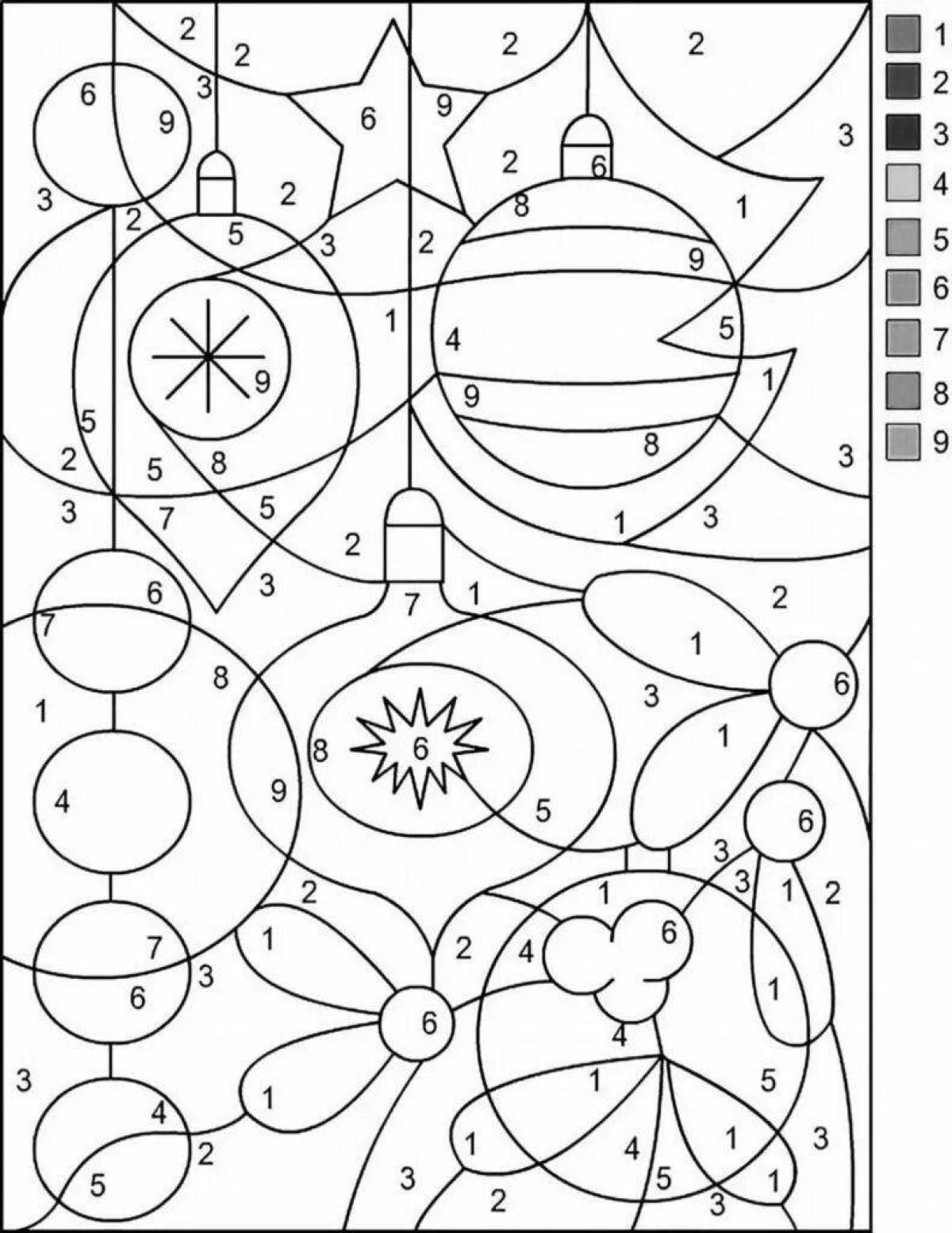 Красочное рождество по номерам раскраски для детей
