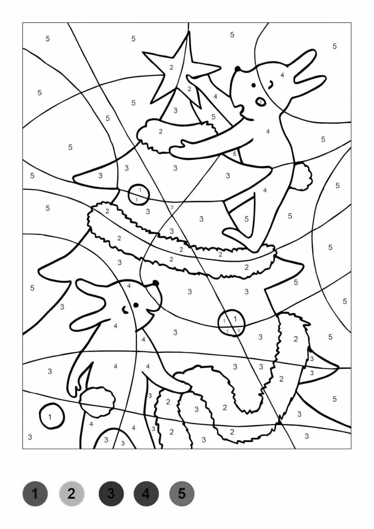 Merry Christmas by number coloring book for kids