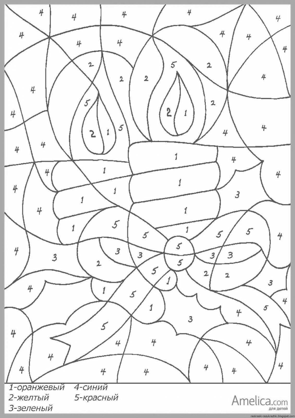 Fabulous Christmas coloring by numbers for kids