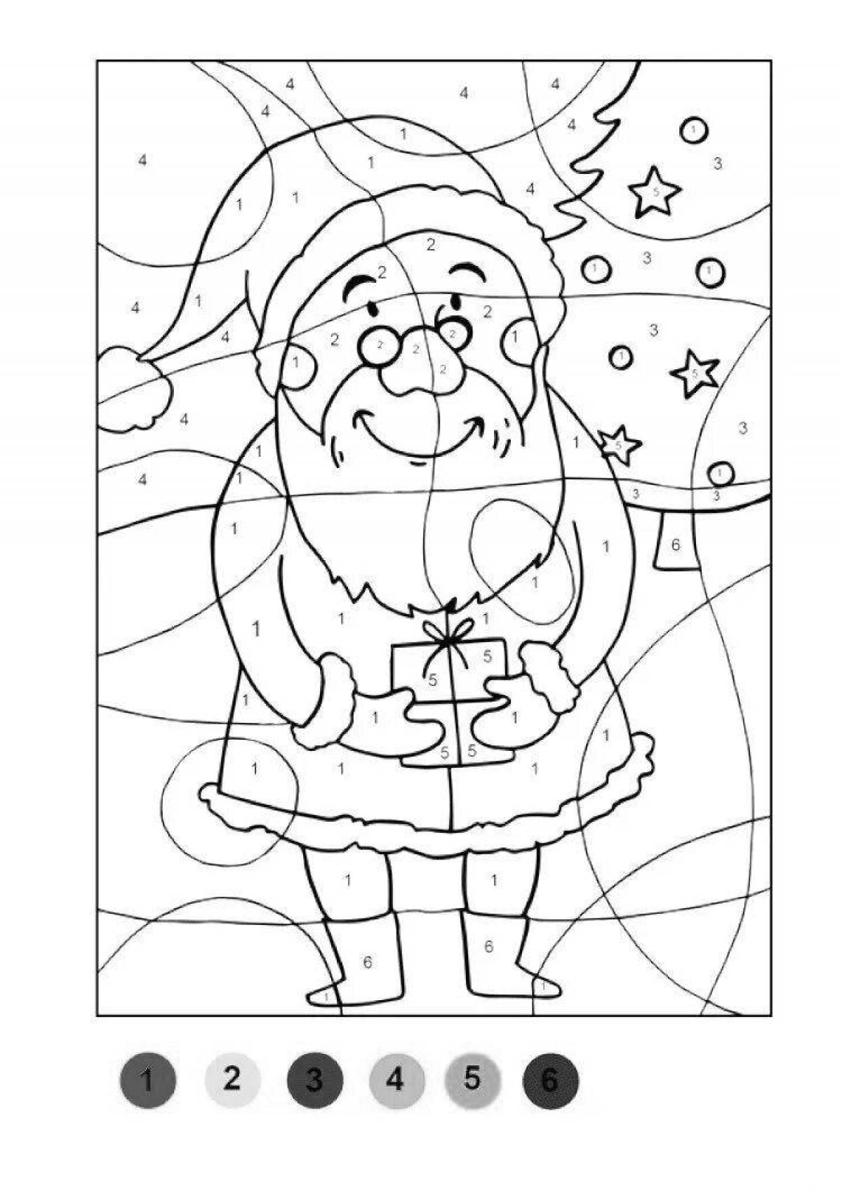 Glowing christmas coloring by number for kids