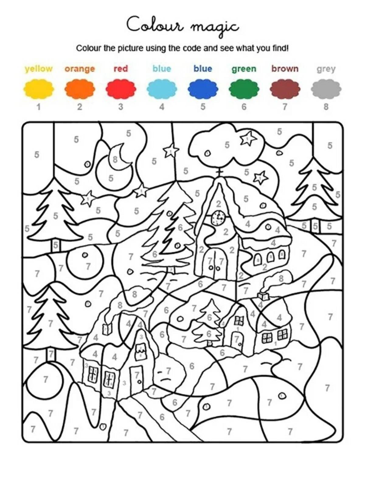 Energy christmas coloring by number for kids