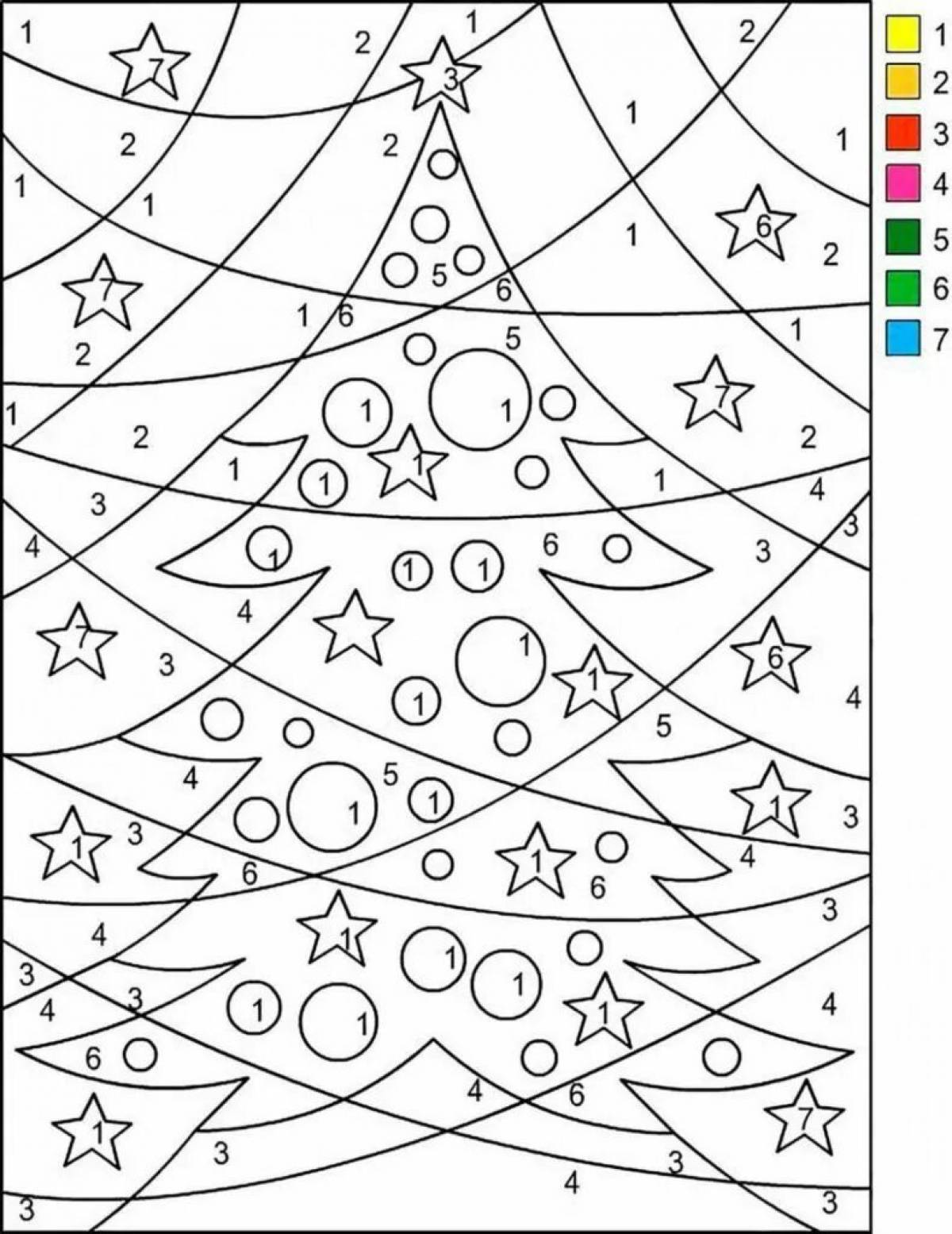 Christmas by numbers coloring book for kids