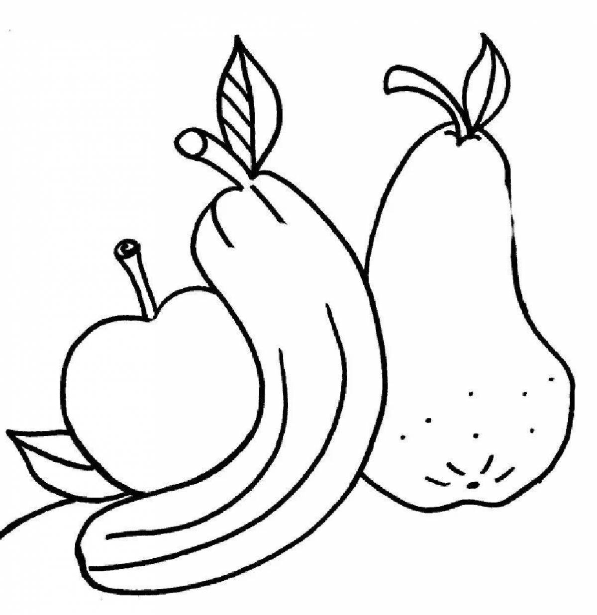 Bold fruits and vegetables coloring pages for kids