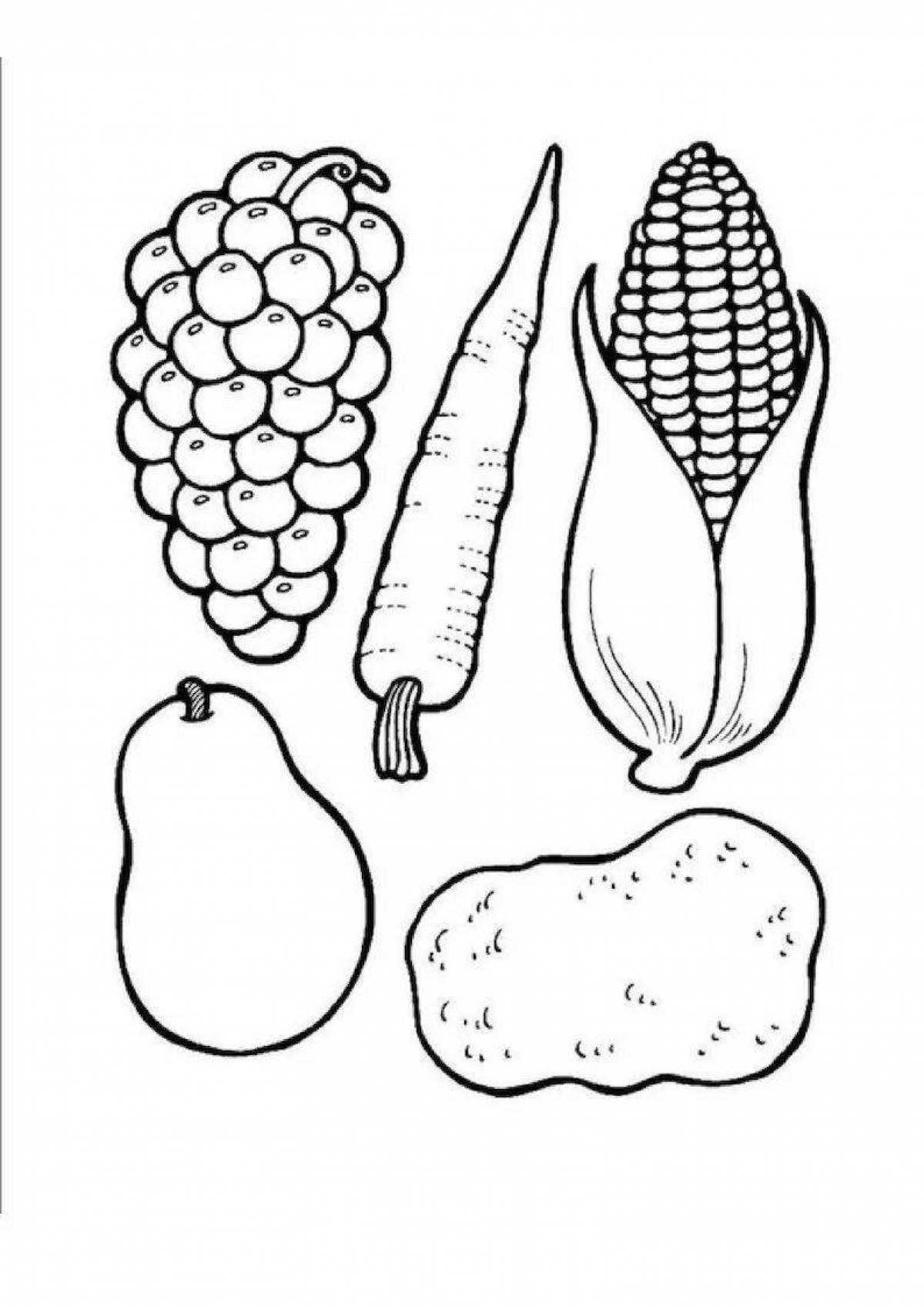 Драматические раскраски с фруктами и овощами для детей