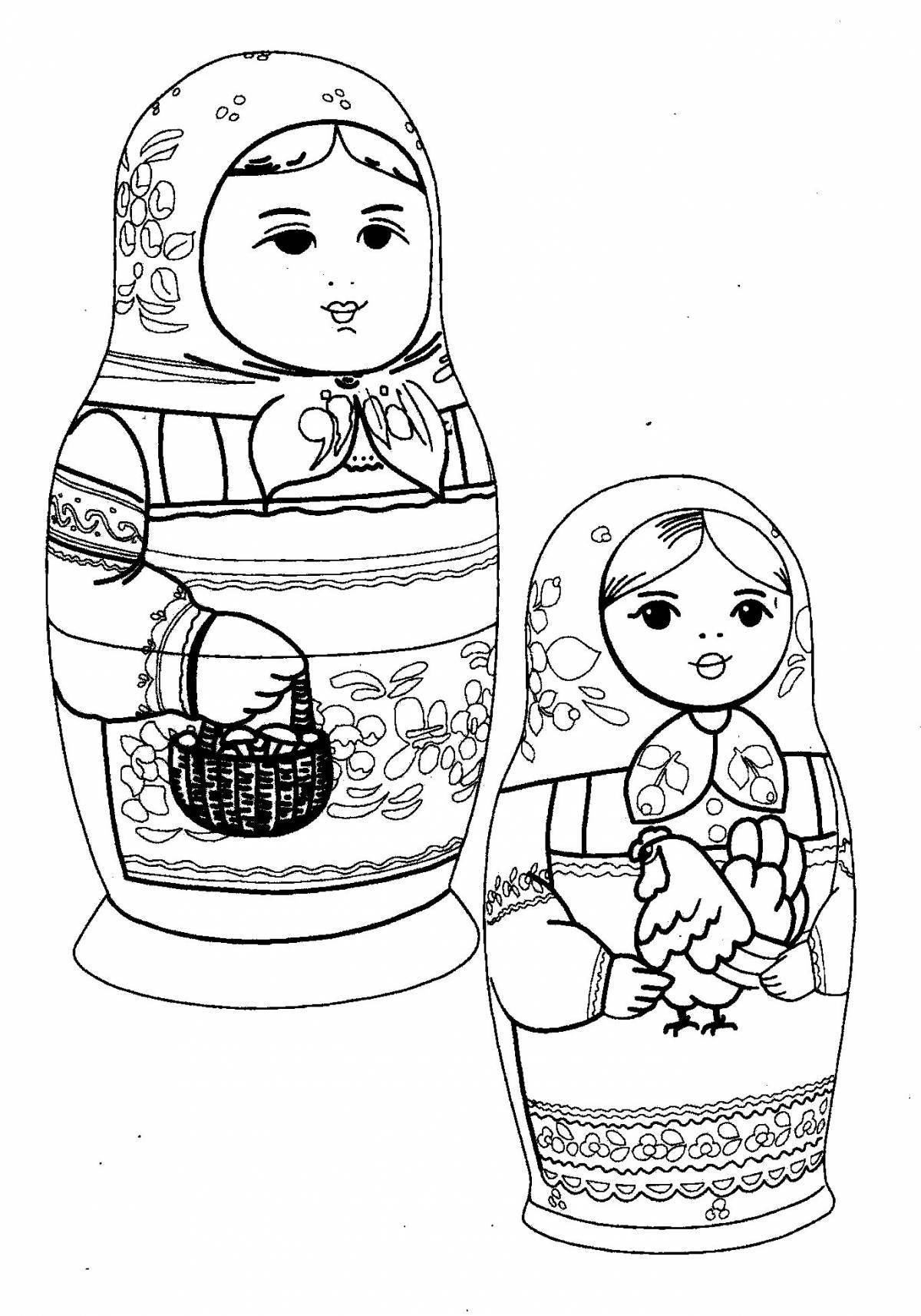 Coloring matryoshka doll for preschoolers