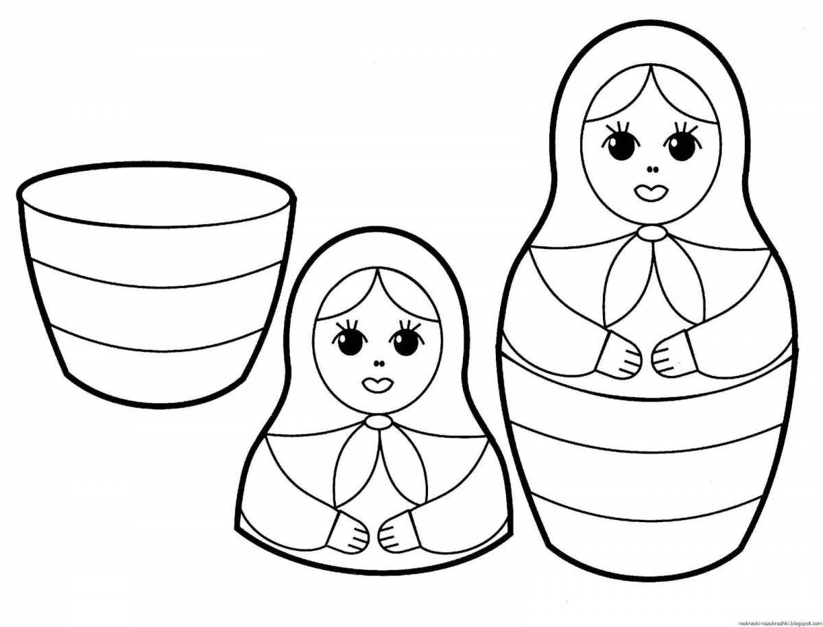 Coloring book bright matryoshka for preschoolers