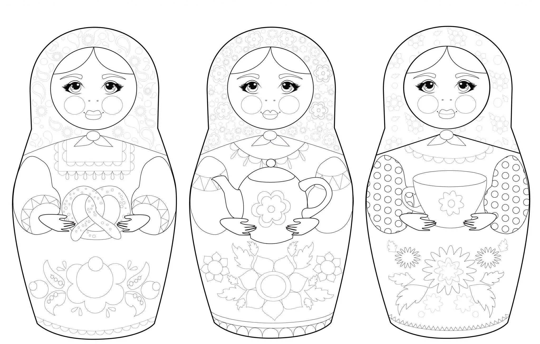 Animated matryoshka coloring book for kids