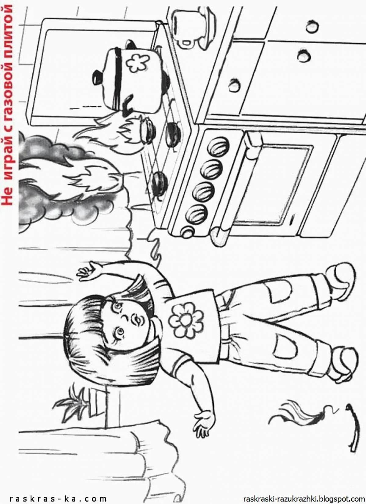 Stimulating child safety coloring page