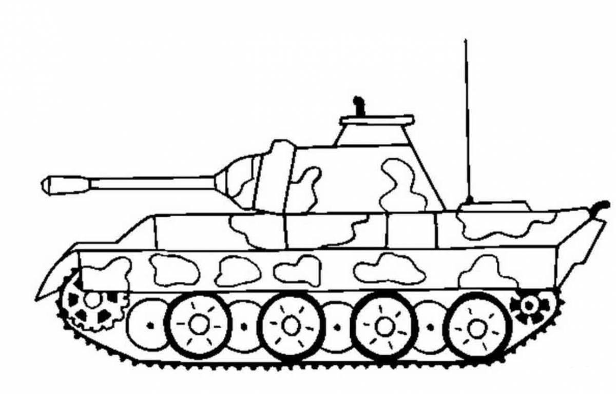 Милый танк-раскраска для детей 4-5 лет