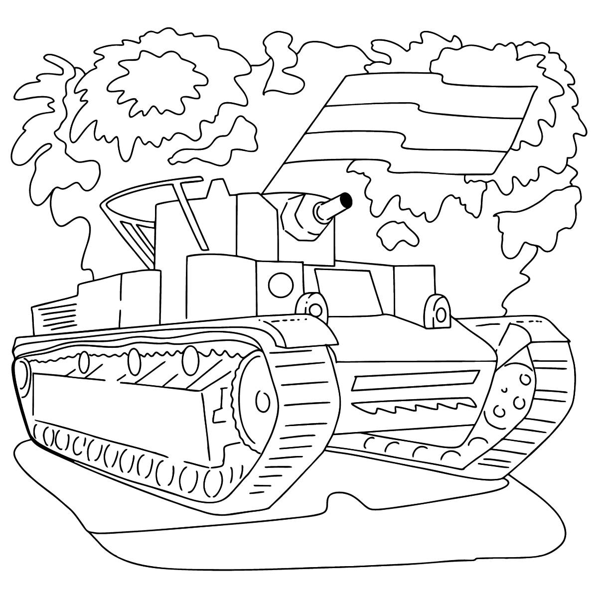 Colorful tank coloring book for 4-5 year olds