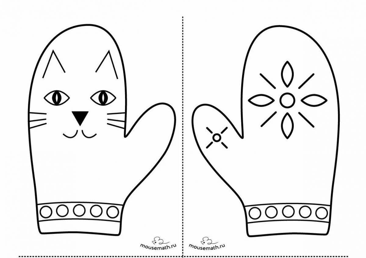 Funny coloring book of mittens for children 5-6 years old