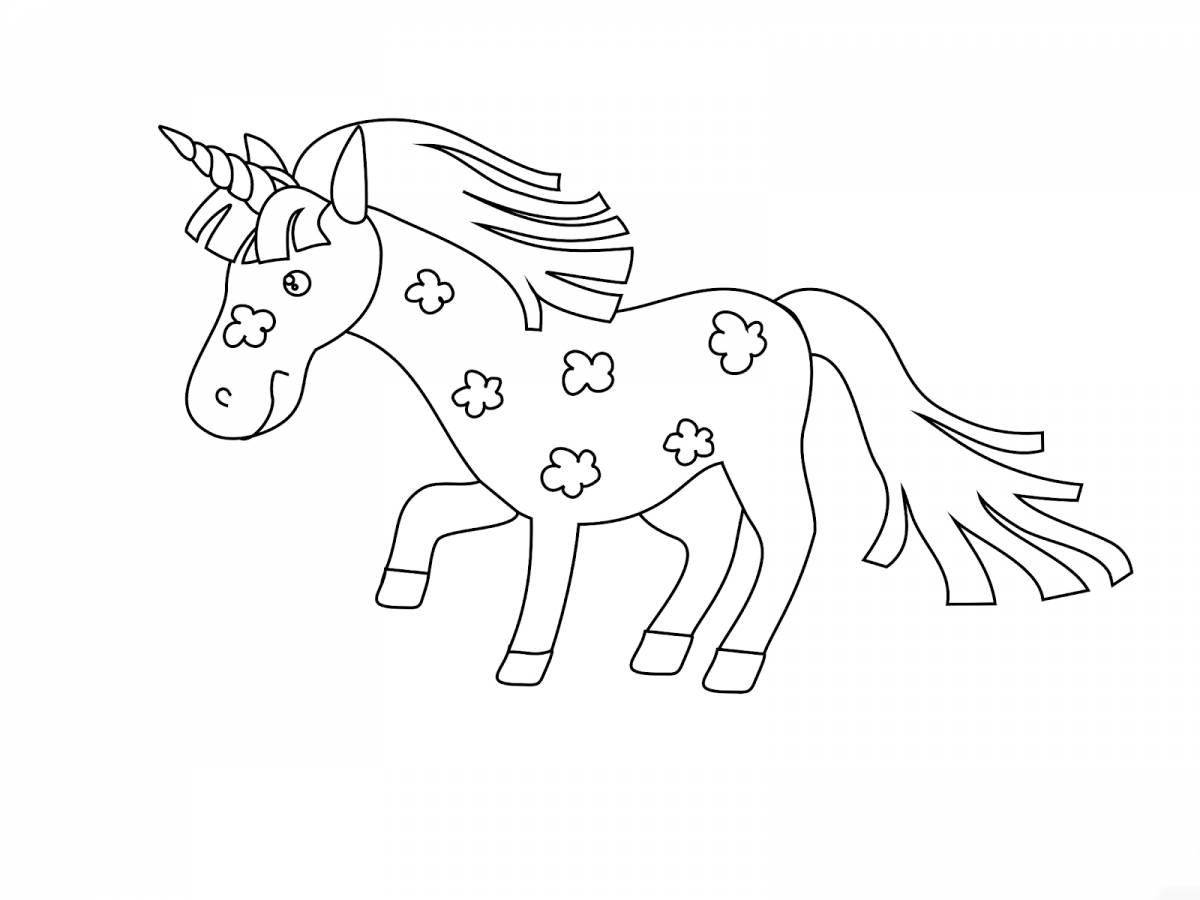 Joyful coloring horse for children 6-7 years old