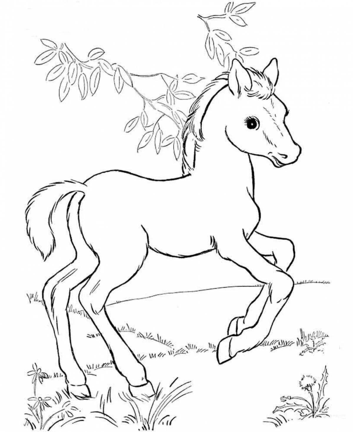 Luminous horse coloring book for children 6-7 years old