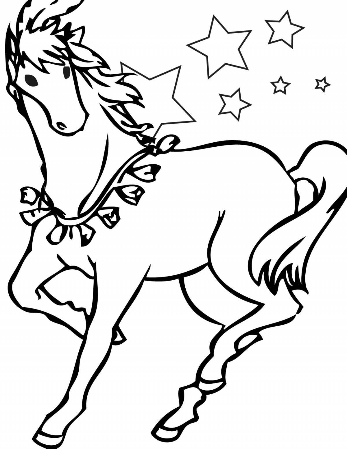 Glitter horse coloring book for children 6-7 years old