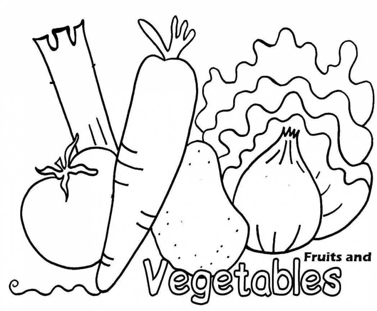 Joyful vegetable coloring book for 2-3 year olds