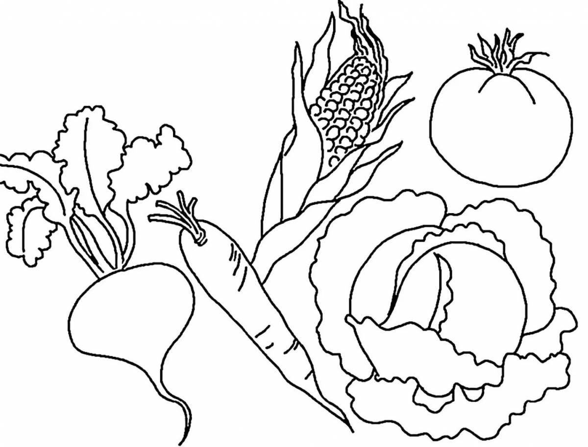 Playful vegetable coloring book for 2-3 year olds