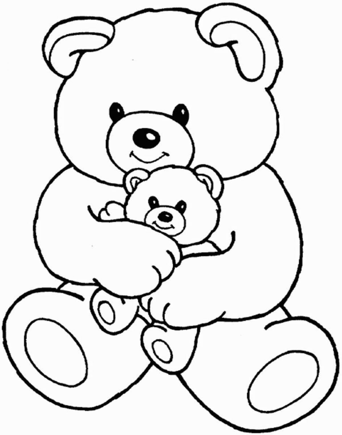 Милый медвежонок-раскраска для детей 4-5 лет