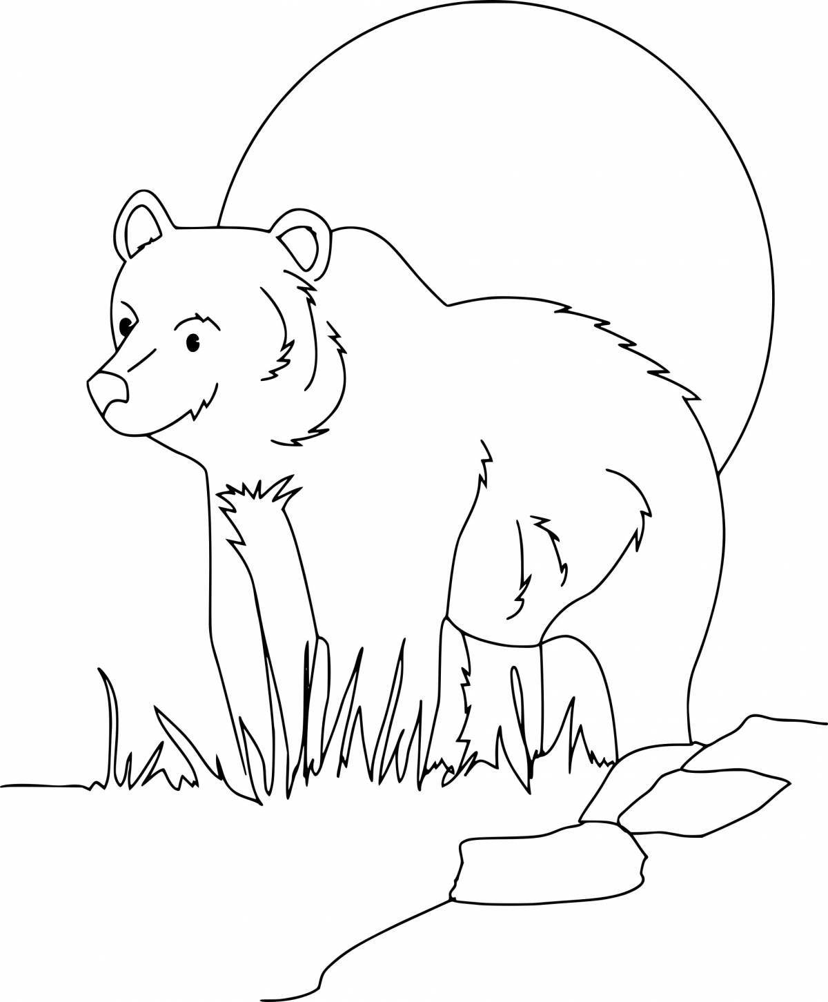 Раскраска «медвежонок с красками» для детей 4–5 лет